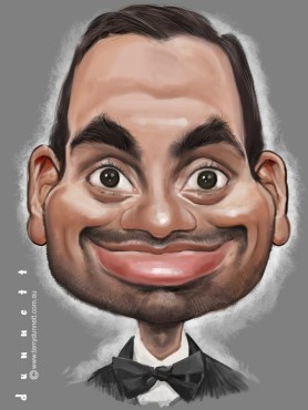 003_TerryDunnett_Celebrity_Caricature_Aziz_Ansari